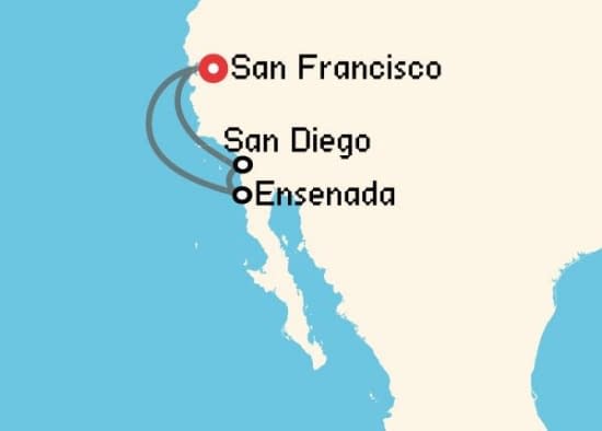 Itinerario del Crucero Norteamérica y Canadá desde San Francisco Princess Cruises