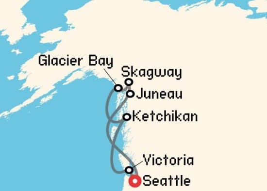 Itinerario del Crucero Alaska desde Seattle Princess Cruises