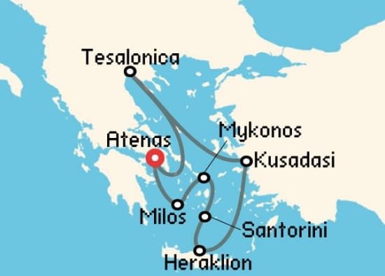 Itinerario del Crucero Islas Griegas desde Atenas - El Pireo Celestyal Cruises