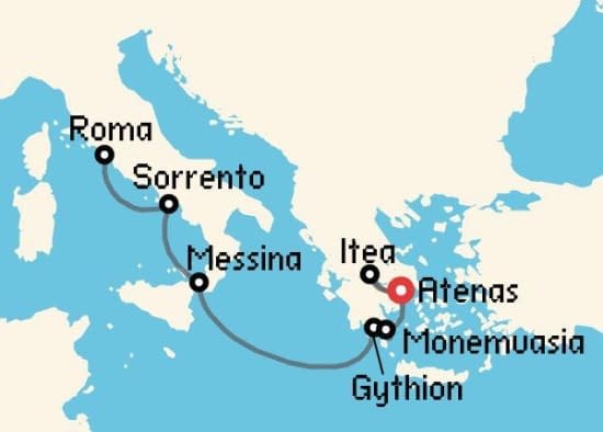Itinerario del Crucero Islas Griegas desde Atenas - El Pireo Windstar Cruises