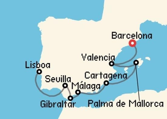 Itinerario del Crucero Mediterráneo desde Barcelona Azamara Club Cruises
