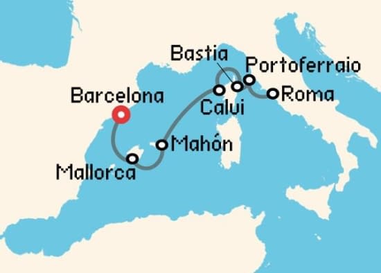 Itinerario del Crucero Mediterráneo desde Barcelona Windstar Cruises