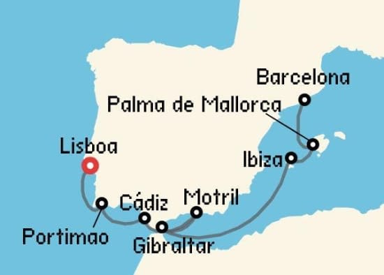 Itinerario del Crucero Mediterráneo desde Lisboa Norwegian Cruise Line
