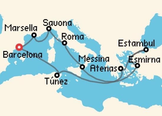 Itinerario del Crucero Islas Griegas desde Barcelona Costa Cruceros
