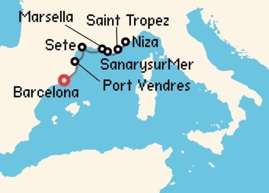 Itinerario del Crucero Mediterráneo desde Barcelona Azamara Club Cruises