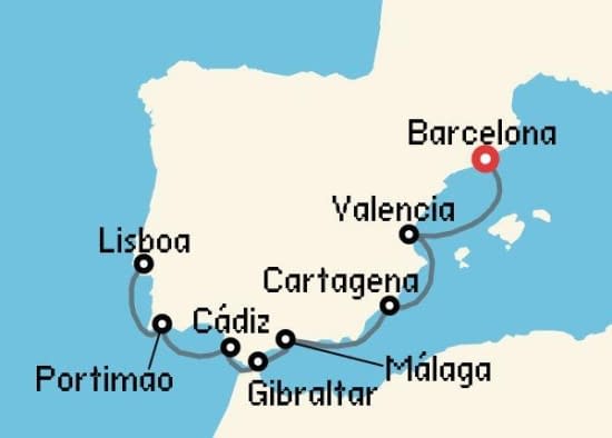 Itinerario del Crucero Mediterráneo desde Barcelona Oceania Cruises