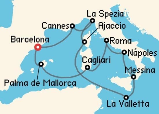 Itinerario del Crucero Mediterráneo desde Barcelona Celebrity Cruises