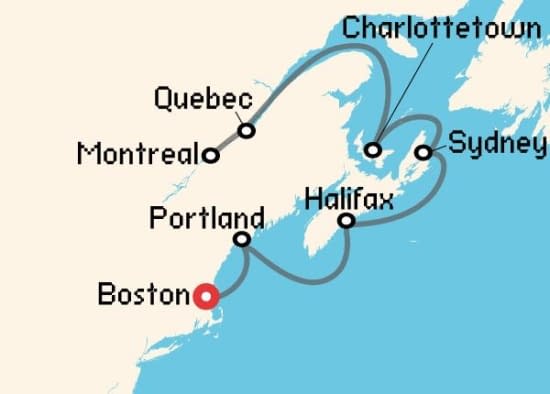 Itinerario del Crucero Norteamérica y Canadá desde Boston Holland America