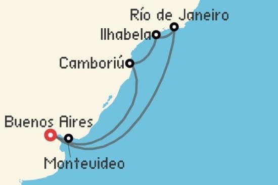 Itinerario del Crucero Sudamérica desde Buenos Aires MSC Cruceros