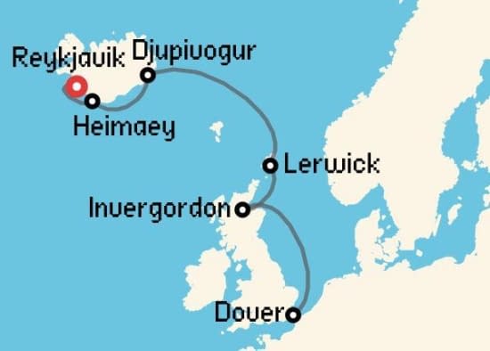Itinerario del Crucero Islandia y Groenlandia desde Reykjavik Seabourn Cruise Line