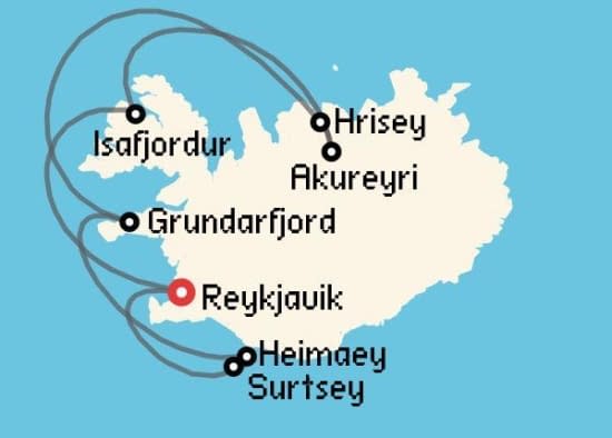 Itinerario del Crucero Islandia y Groenlandia desde Reykjavik Ponant
