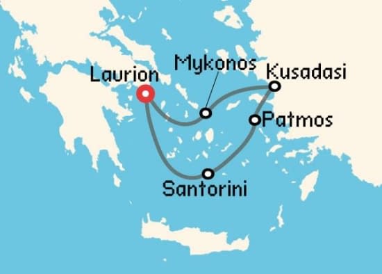 Itinerario del Crucero Islas Griegas desde Lavrion Celestyal Cruises