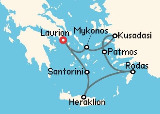 Itinerario del Crucero Islas Griegas desde Lavrion Celestyal Cruises