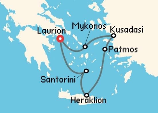 Itinerario del Crucero Islas Griegas desde Lavrion Celestyal Cruises
