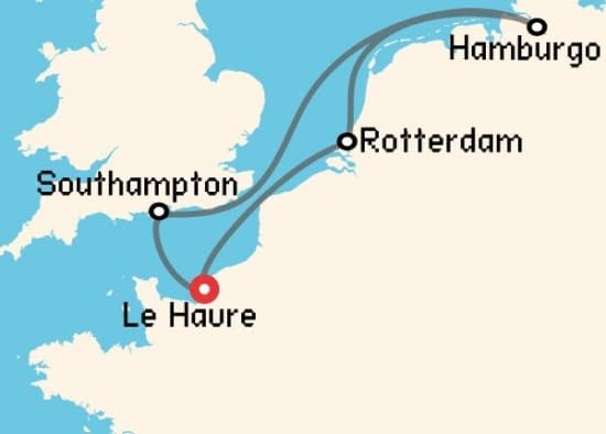 Itinerario del Crucero Báltico y Norte de Europa desde Le Havre - París MSC Cruceros