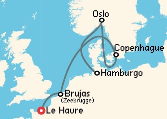 Itinerario del Crucero Báltico y Norte de Europa desde Le Havre - París MSC Cruceros