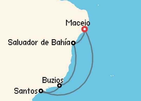 Itinerario del Crucero Sudamérica desde Maceio MSC Cruceros