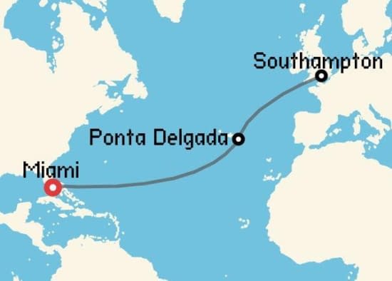 Itinerario del Crucero Transatlánticos desde Miami Cunard