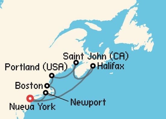 Itinerario del Crucero Norteamérica y Canadá desde Nueva York Princess Cruises