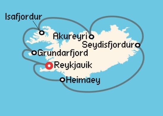 Itinerario del Crucero Islandia y Groenlandia desde Reykjavik Windstar Cruises