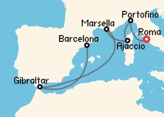 Itinerario del Crucero Mediterráneo desde Roma - Civitavecchia Holland America
