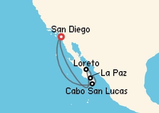 Itinerario del Crucero Riviera Mexicana desde San Diego Holland America
