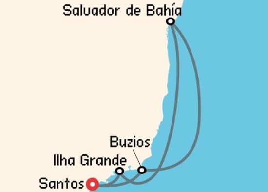 Itinerario del Crucero Sudamérica desde Santos - Sao Paulo MSC Cruceros