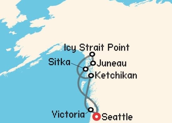 Itinerario del Crucero Alaska desde Seattle Norwegian Cruise Line