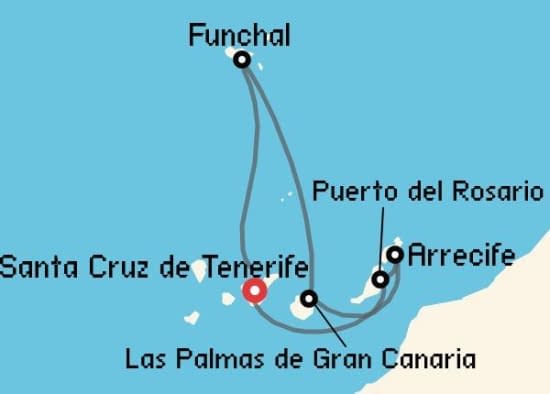 Itinerario del Crucero Islas Canarias desde Santa Cruz de Tenerife Aida Cruises