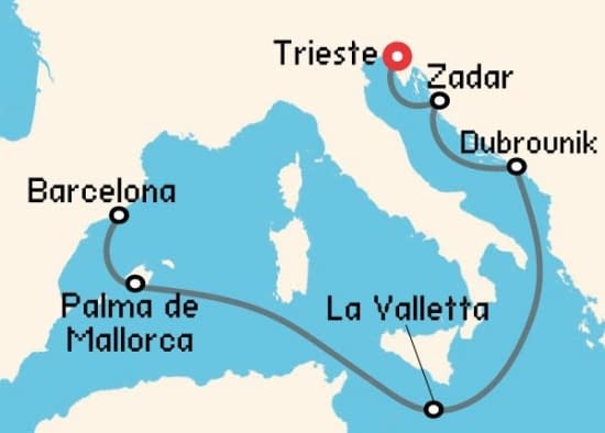 Itinerario del Crucero Islas Griegas desde Trieste Cunard