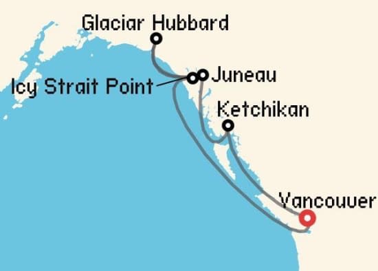 Itinerario del Crucero Alaska desde Vancouver Celebrity Cruises