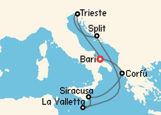 Itinerario del Crucero Islas Griegas desde Bari Costa Cruceros
