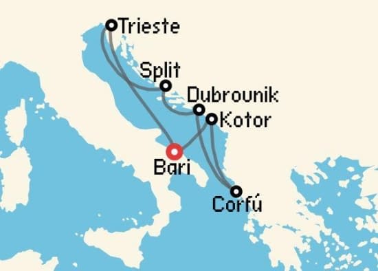 Itinerario del Crucero Islas Griegas desde Bari Costa Cruceros