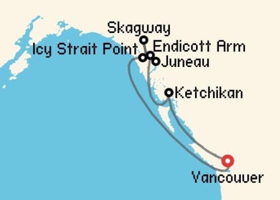 Itinerario del Crucero Alaska desde Vancouver Celebrity Cruises