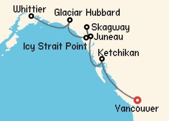 Itinerario del Crucero Alaska desde Vancouver Regent Seven Seas Cruises