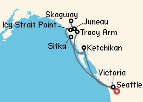 Itinerario del Crucero Alaska desde Seattle Carnival Cruise Lines