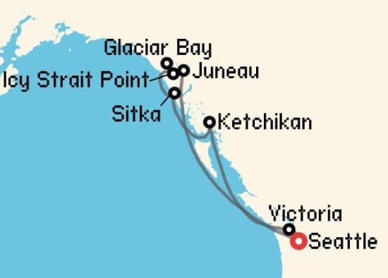 Itinerario del Crucero Alaska desde Seattle Holland America