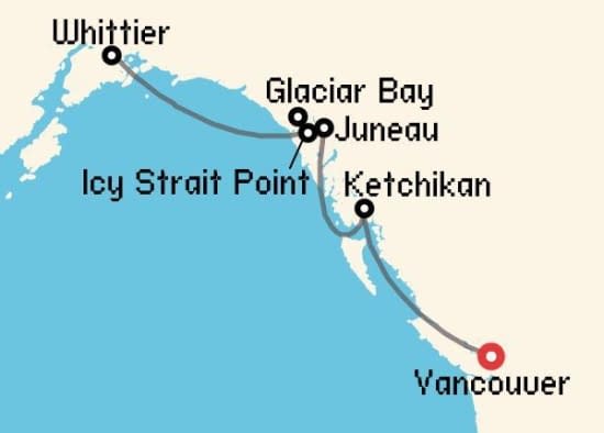 Itinerario del Crucero Alaska desde Vancouver Princess Cruises