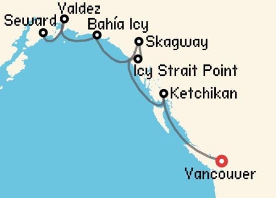 Itinerario del Crucero Alaska desde Vancouver Silversea