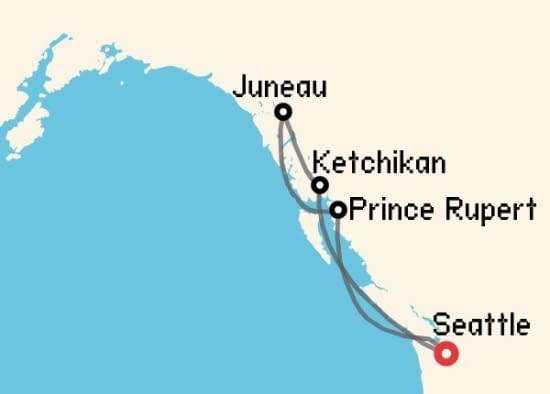 Itinerario del Crucero Alaska desde Seattle Virgin Voyages