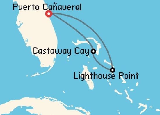 Itinerario del Crucero Caribe desde Puerto Cañaveral Disney Cruise Line