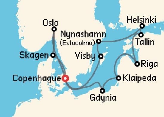 Itinerario del Crucero Báltico y Norte de Europa desde Copenhague Princess Cruises