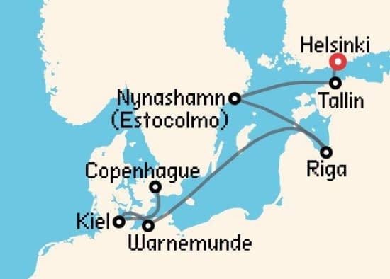 Itinerario del Crucero Báltico y Norte de Europa desde Helsinki Norwegian Cruise Line