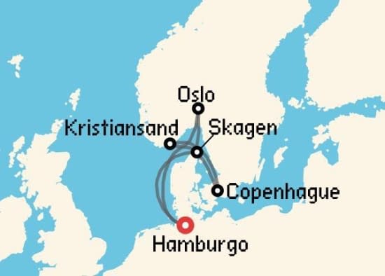 Itinerario del Crucero Fiordos Noruegos desde Hamburgo MSC Cruceros