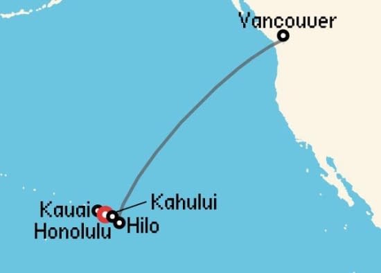 Itinerario del Crucero Hawai desde Honolulu Disney Cruise Line