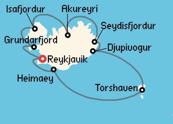 Itinerario del Crucero Islandia y Groenlandia desde Reykjavik Oceania Cruises