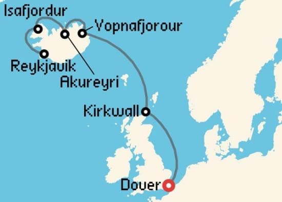 Itinerario del Crucero Islandia y Groenlandia desde Dover - Inglaterra Seabourn Cruise Line