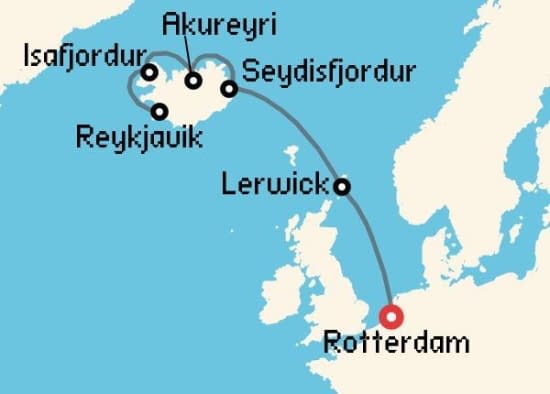 Itinerario del Crucero Islandia y Groenlandia desde Rotterdam Holland America