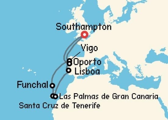 Itinerario del Crucero Islas Canarias desde Southampton Celebrity Cruises