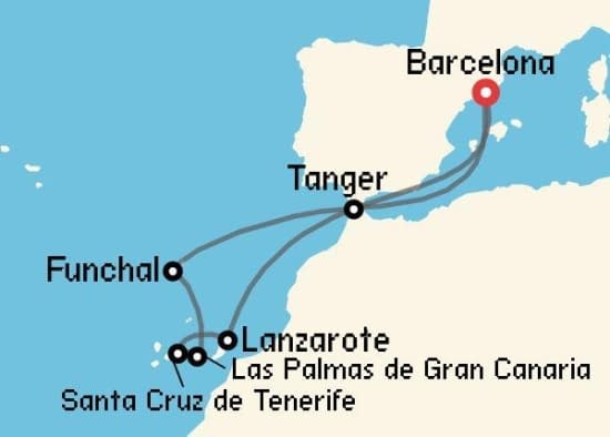 Itinerario del Crucero Islas Canarias desde Barcelona Celebrity Cruises